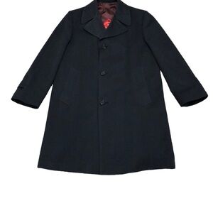 Gleneagles Trench Coat Size 40R Medium Black Water Rain Resistant Single Breast